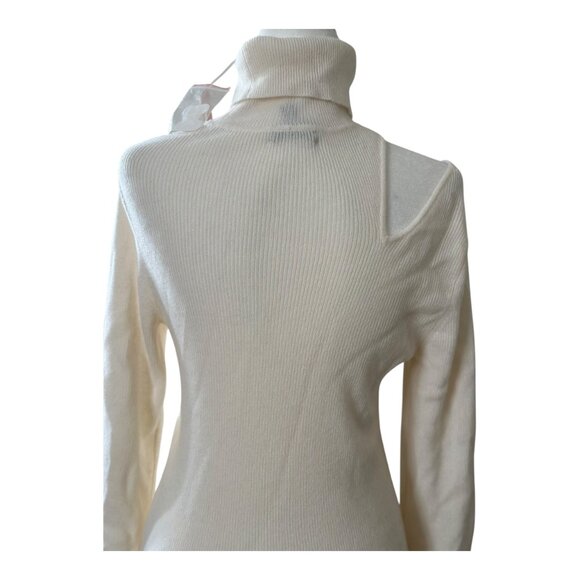 Aqua Cashmere Cutout Turtleneck Sweater | Size L | Ivory | NWT - Picture 3 of 9